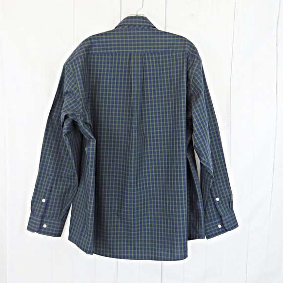 Macys Club Room Navy Blue and Green Plaid Mens Button Down Shirt.......225 - Picture 2 of 8